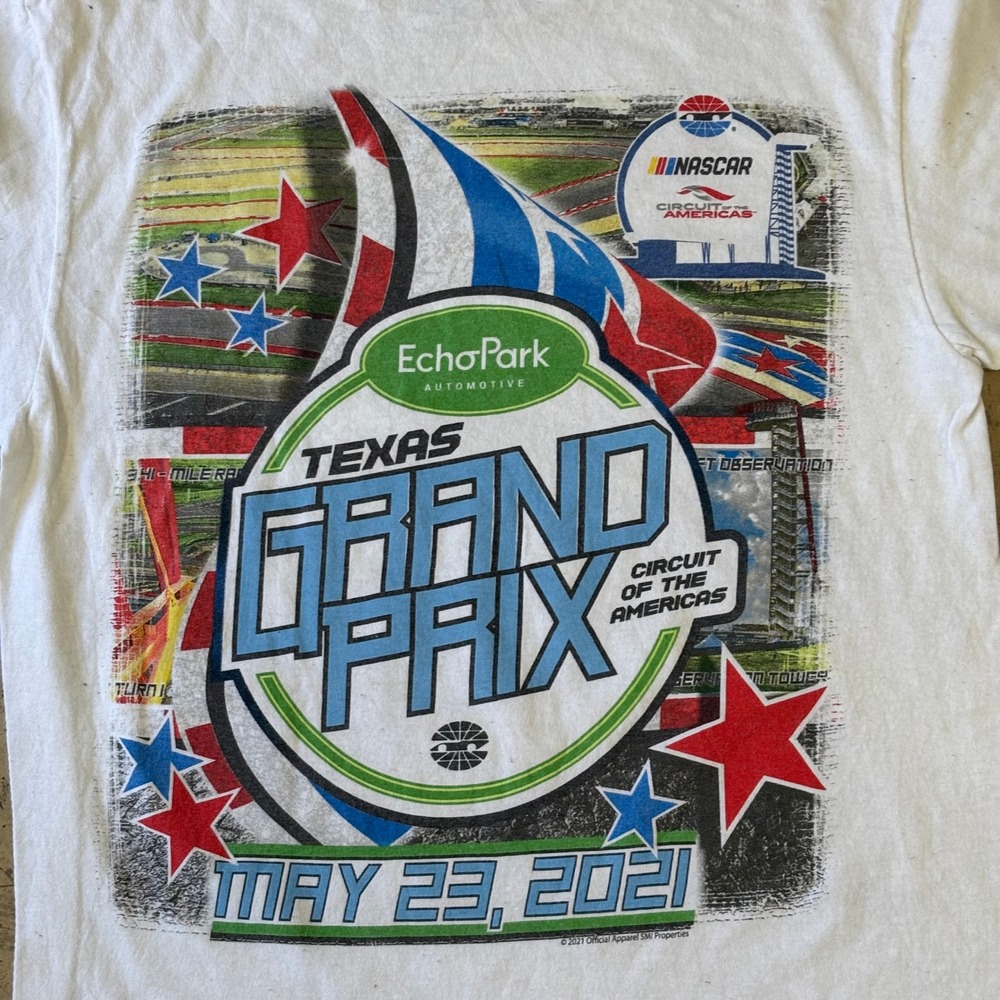 2021 Inaugural Texas Grand Prix White Nascar Graphic T-Shirt Size Medium - Picture 6 of 6